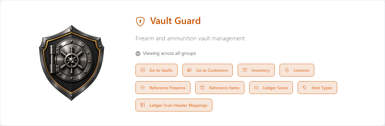 Vault Guard module home, light theme